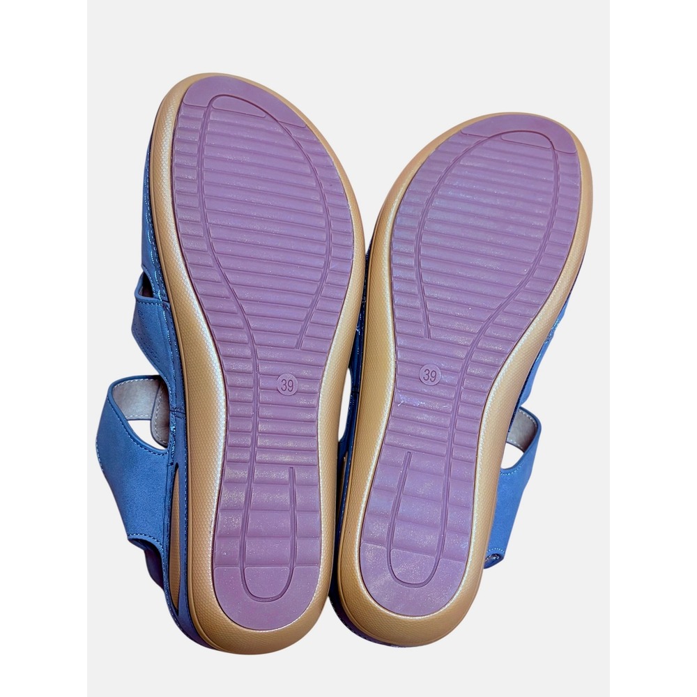 Shibever Blue Comfort Sandals Womens 39 Orthopedic Closed Toe Wedge Fisherman - Picture 5 of 5
